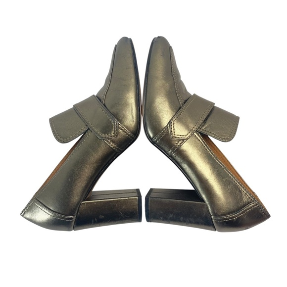 JOHNSTON & MURPHY Charlotte Heeled Loafer Bronze Leather metallic Size 8 - Picture 3 of 8
